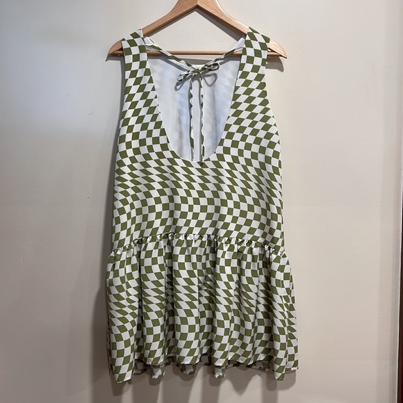 Cami smock mini dress in checkerboard print - Picture 5 of 5
